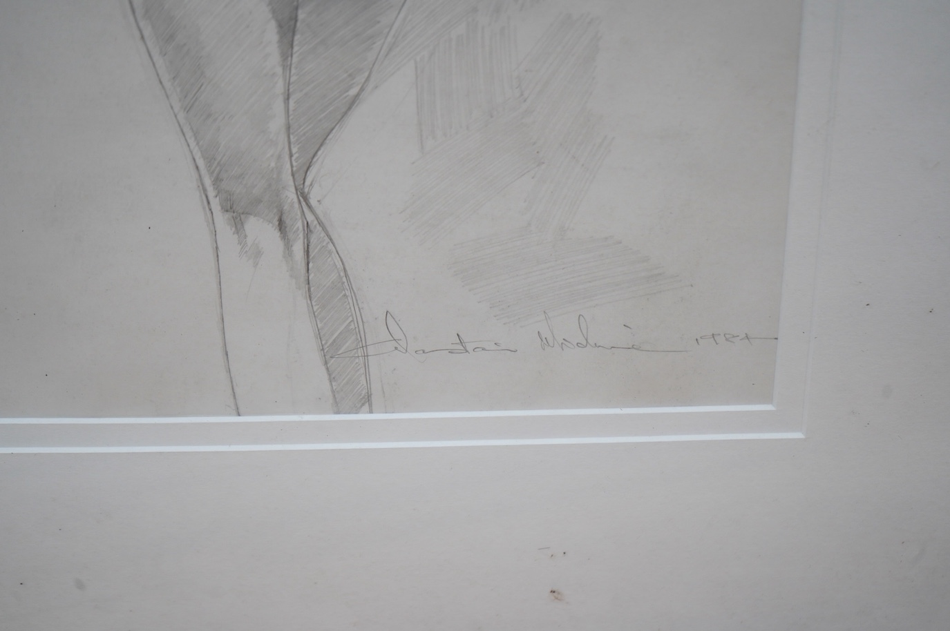 Alastair Michie (1921-2008), pencil, Study of a semi-nude female, signed and dated 1984, 45 x 27cm. Condition - fair to good